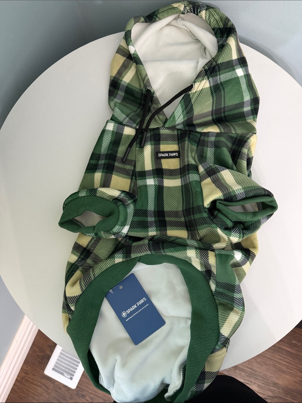 Spark Paws Green Plaid Dog Hoodie